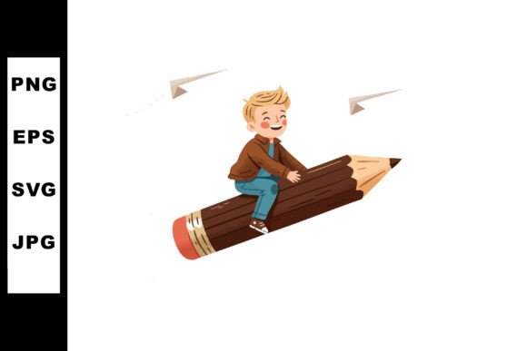 Download Boy Riding Large Pencil Imaginative Chil - Premium Bundle